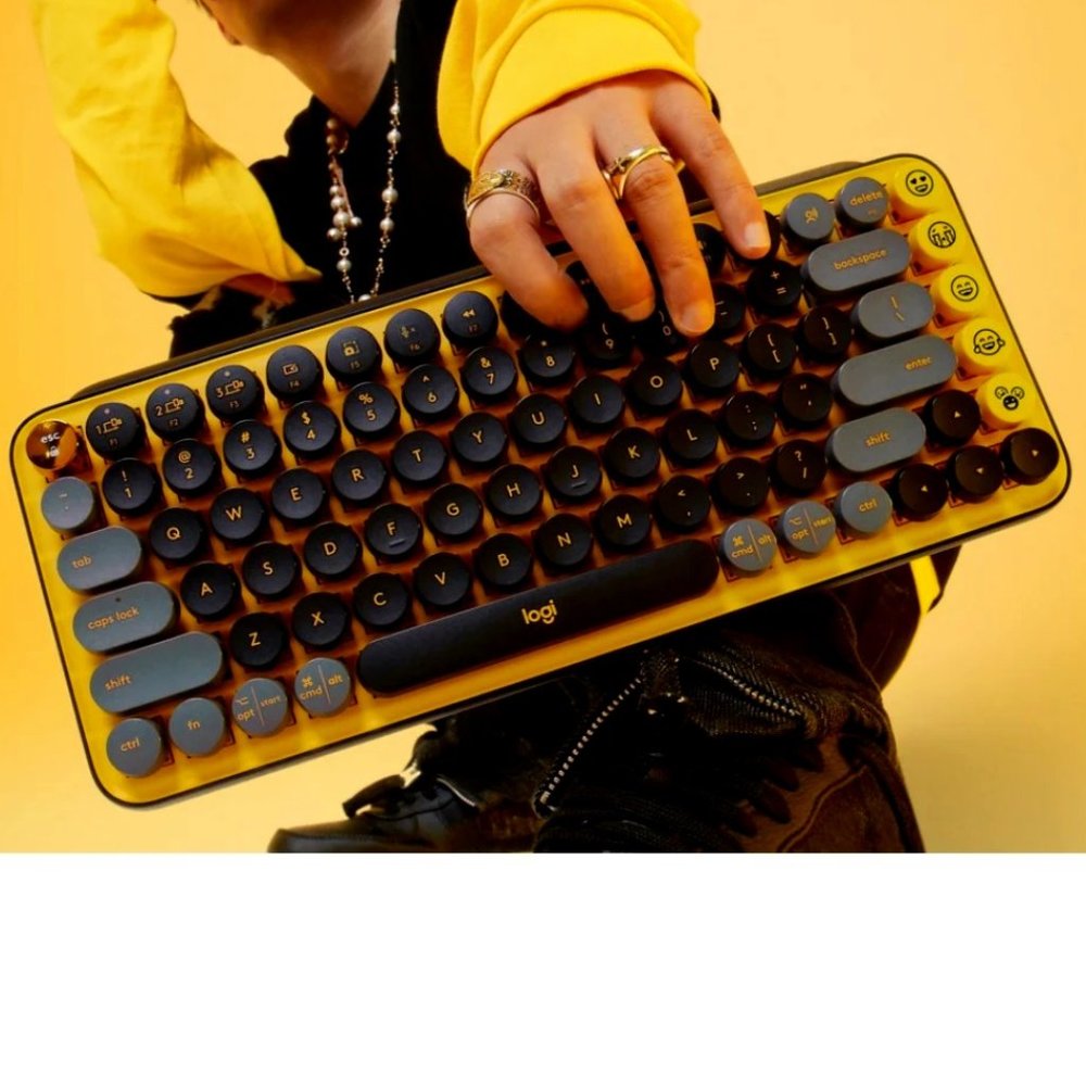 New Logitech POP KEYS Wireless Mechanical Keyboard Customizable Emoji Keys